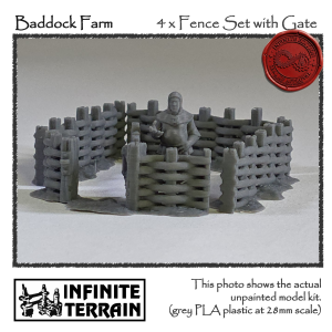 28mm Baddock Farm 4 x Fence and Gate Set