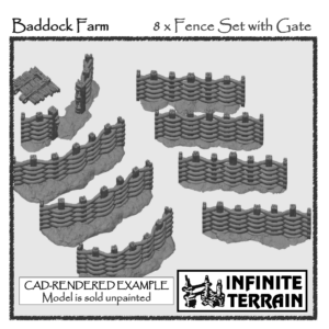 28mm Baddock Farm 8 x Fence and Gate Set